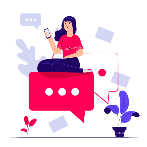 Femme pointant vers la gauche de ses deux mains